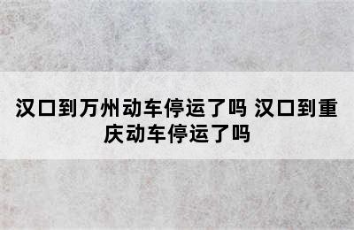 汉口到万州动车停运了吗 汉口到重庆动车停运了吗